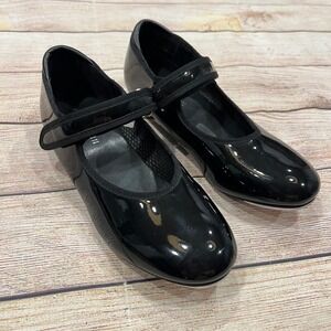 Danskin Kids Black Patent Mary Jane Strap Tap Dance‎ Shoes Size 2